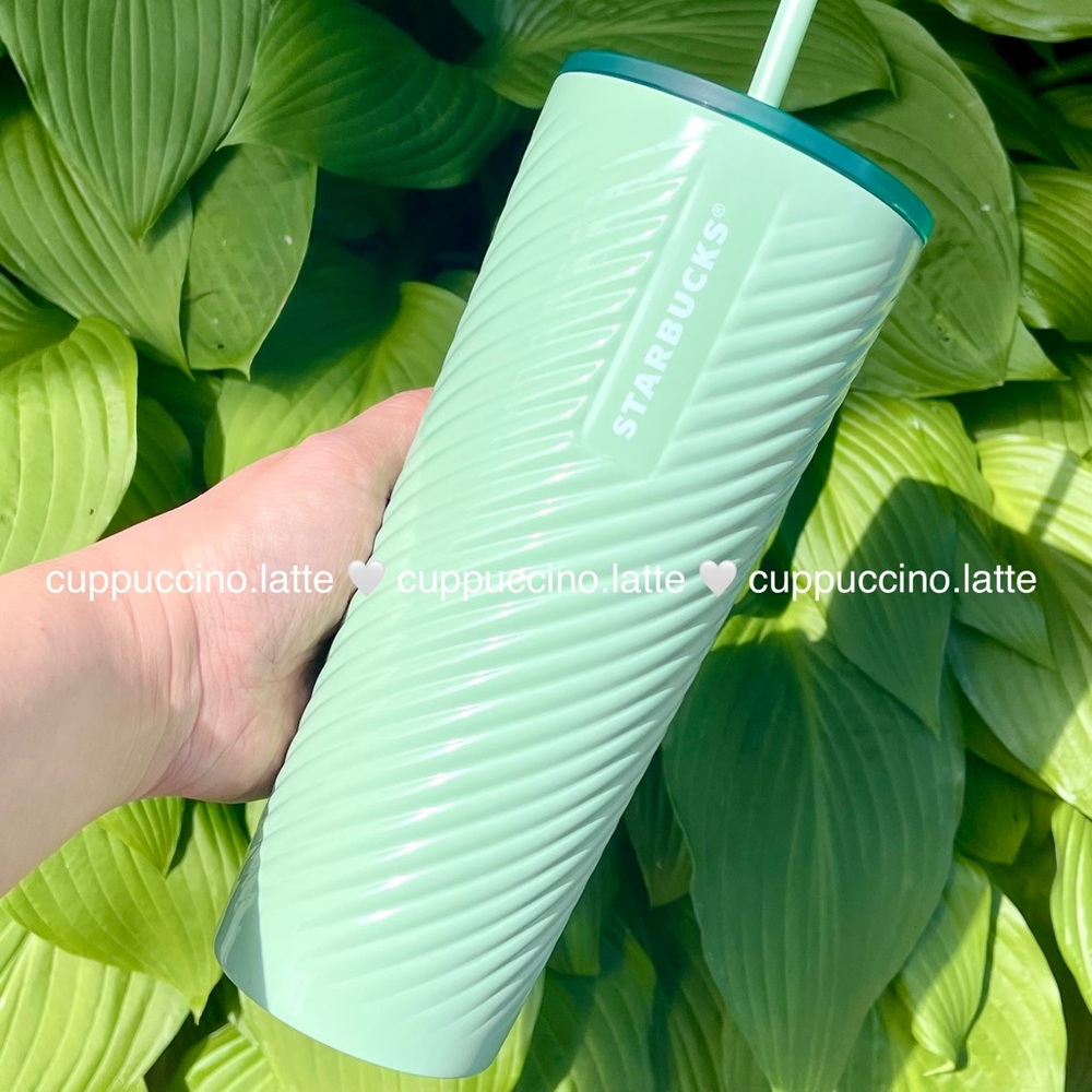 🤍NEW💚Starbucks 2023 ‘Diagonal Sage’ Green Textured Twist SS Tumbler